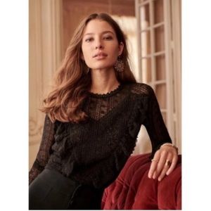 Sézane Madeleine Guipure Lace Long Sleeves Top